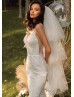 Spaghetti Straps Ivory Glitter Lace Tulle Chic Wedding Dress